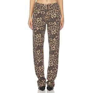 LIONESS Carmlea Jeans in Leopard print straight leg size medium 100% cotton